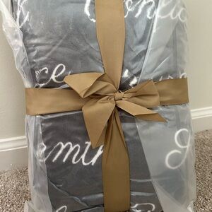 Amazon Gray and Gold Throw Blanket “Words of Happiness” 60 x 5”